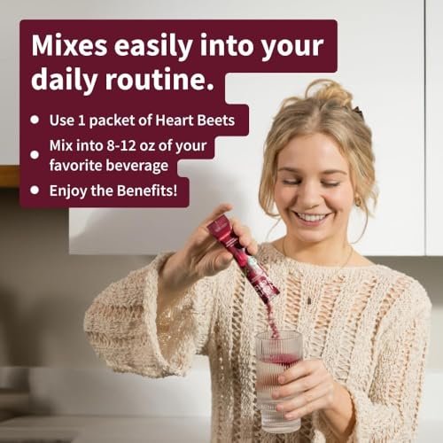 Snap Supplements Heart Beets Stick Packs – Bio-Rote-Bete-Pulver-Drinkmischung, Herz-Kreislauf-Unterstützung für Männer & Frauen, Rote Bete, Granatapfel & Roter Spinat, Stickoxid-Booster, gemischte Beeren, 10 Portionen