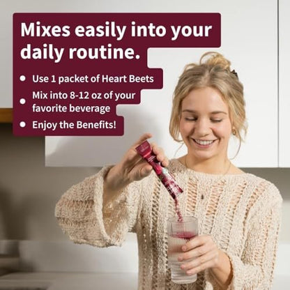 Snap Supplements Heart Beets Stick Packs – Bio-Rote-Bete-Pulver-Drinkmischung, Herz-Kreislauf-Unterstützung für Männer & Frauen, Rote Bete, Granatapfel & Roter Spinat, Stickoxid-Booster, gemischte Beeren, 10 Portionen