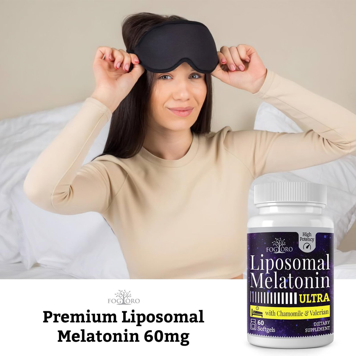 Fogoro Melatonin 60mg – Schneller einschlafen, länger durchschlafen, Hochdosiert