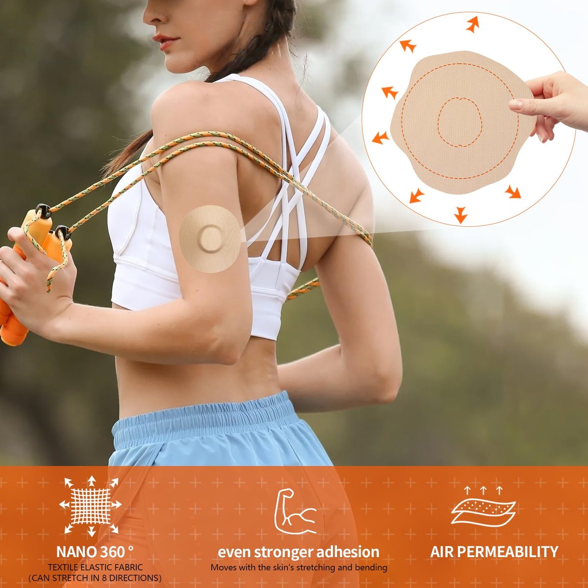 Wasserdichte Dexcom G7 Overpatches mit hoher Viskosität – 20er Pack, schweißbeständig, für Sport geeignet (G7, Tan)