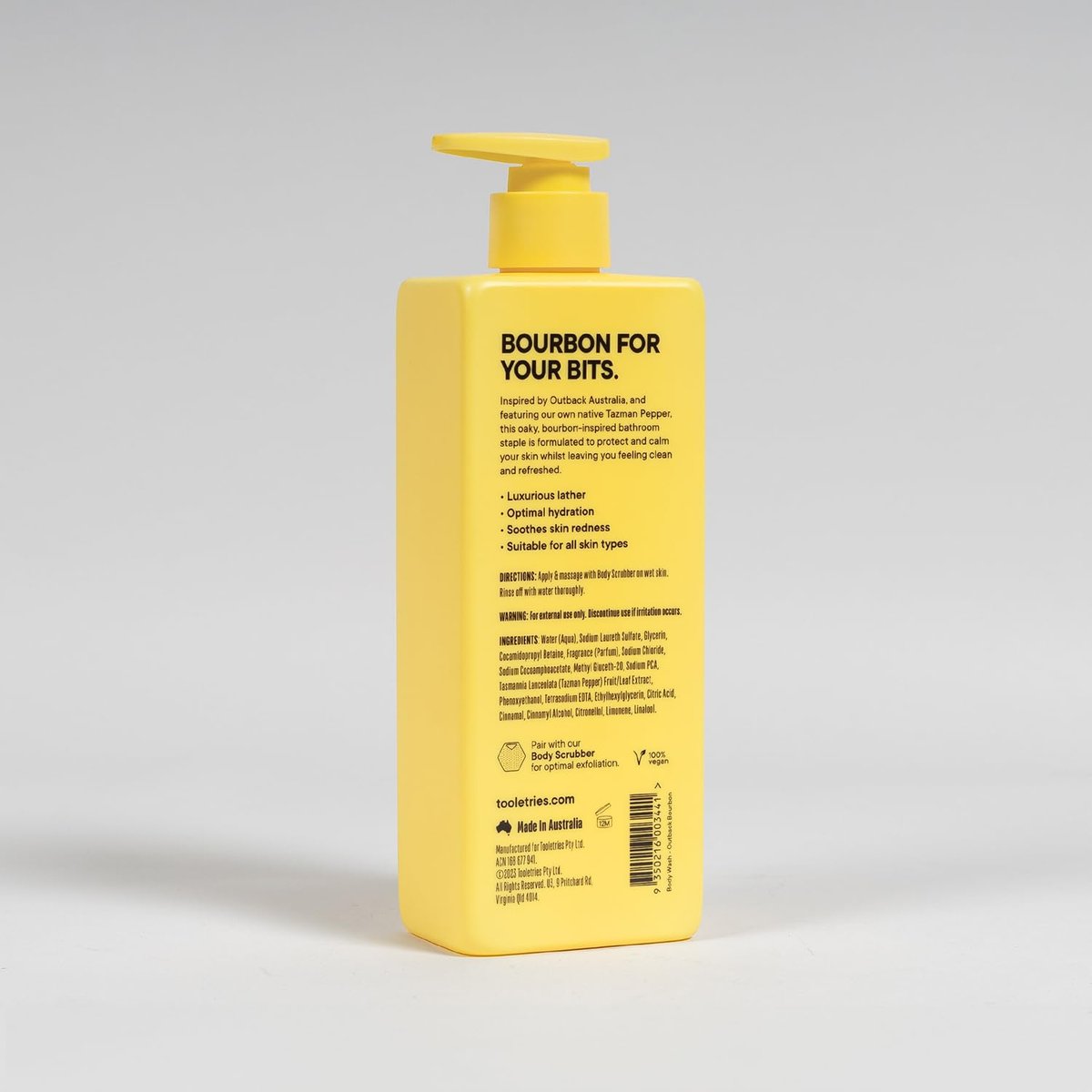 TOOLETRIES Superior Lather Herrenduschgel - Outback Bourbon Duft - Feuchtigkeitsspendendes Duschgel mit Tasmanischem Pfeffer - Extra Frisch, Parabenfrei - Nachfüllbare Flasche - 500ml