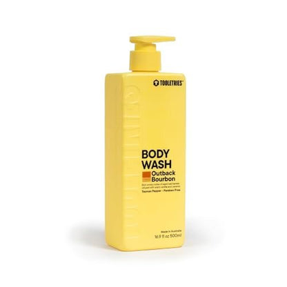 TOOLETRIES Superior Lather Herrenduschgel - Outback Bourbon Duft - Feuchtigkeitsspendendes Duschgel mit Tasmanischem Pfeffer - Extra Frisch, Parabenfrei - Nachfüllbare Flasche - 500ml