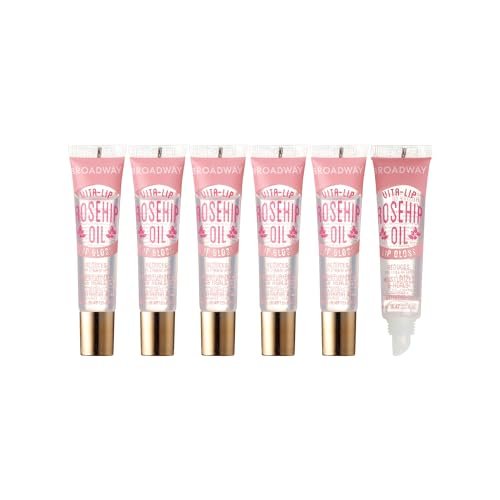 Ruby Kisses Broadway Vita-Lip Klarer Lipgloss (Hagebuttenöl 6er-Pack) – Ultra-feuchtigkeitsspendende & beruhigende Formel mit Vitaminölen, hochglänzender, nicht klebender Finish, heilender glänzender Lippenbalsam mit Vitamin A