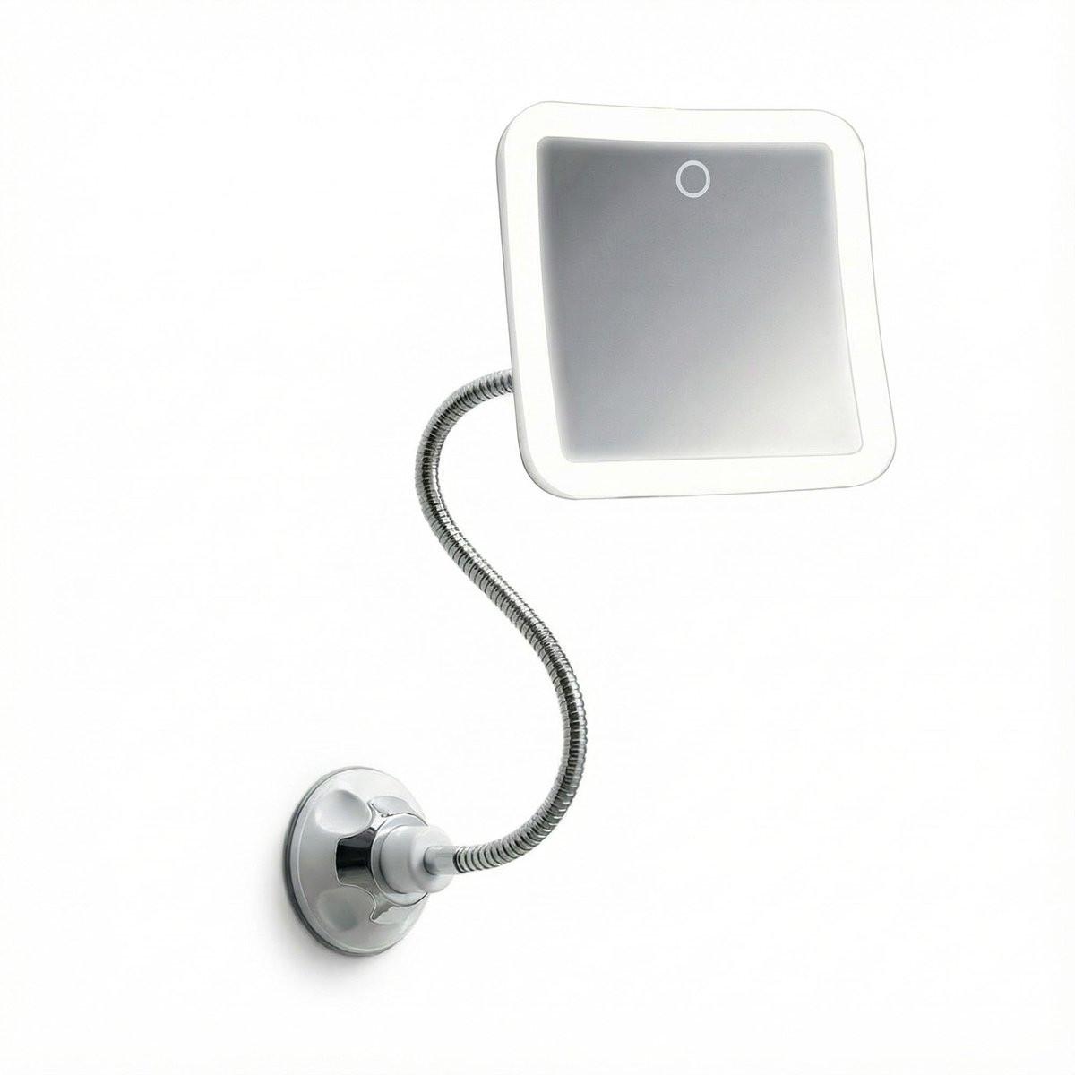 Fancii Mira 2 Plus 10-facher Vergrößerungsspiegel mit flexiblen LED-Leuchten, wiederaufladbar – Schminkspiegel für Bad mit Saugnapfhalterung, 360° drehbar (Weiß)