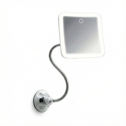 Fancii Mira 2 Plus 10-facher Vergrößerungsspiegel mit flexiblen LED-Leuchten, wiederaufladbar – Schminkspiegel für Bad mit Saugnapfhalterung, 360° drehbar (Weiß)