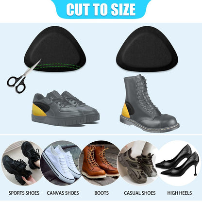 4 Paar Leder-Fersenpolster, Fersengriffe für Schmerzlinderung, Einlegesohlen für Damen/Herren bei zu großen Schuhen – verbesserte Passform und Komfort (Schwarz)