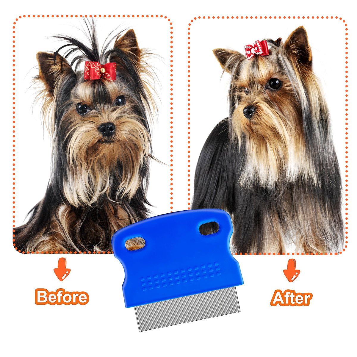 Jigfew 5er Pack Floh- und Läusekamm aus Edelstahl für Hunde und Katzen – Doppelseitiger Tränenfleckentferner und Entwirrkamm für kleine, mittlere und große Haustiere