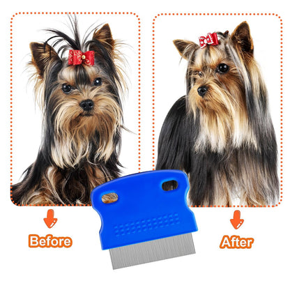 Jigfew 5er Pack Floh- und Läusekamm aus Edelstahl für Hunde und Katzen – Doppelseitiger Tränenfleckentferner und Entwirrkamm für kleine, mittlere und große Haustiere