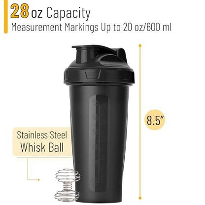 Mr. Pen Shakerflasche für Proteinmischungen, 28 oz, auslaufsicherer Shakerbecher mit Edelstahl-Drahtkugel für Proteinshakes und Pre-Workout, Schwarz, 1 Packung