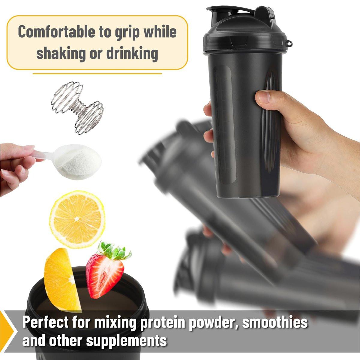 Mr. Pen Shakerflasche für Proteinmischungen, 28 oz, auslaufsicherer Shakerbecher mit Edelstahl-Drahtkugel für Proteinshakes und Pre-Workout, Schwarz, 1 Packung