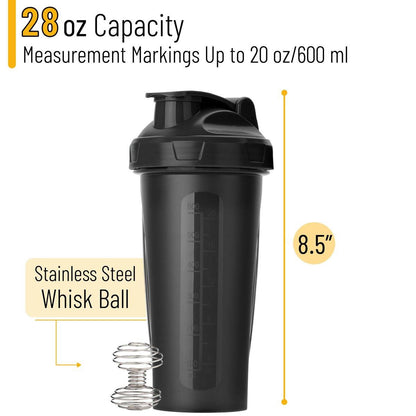 Mr. Pen Shakerflasche für Proteinmischungen, 28 oz, auslaufsicherer Shakerbecher mit Edelstahl-Drahtkugel für Proteinshakes und Pre-Workout, Schwarz, 1 Packung