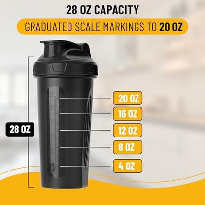 Mr. Pen Shakerflasche für Proteinmischungen, 28 oz, auslaufsicherer Shakerbecher mit Edelstahl-Drahtkugel für Proteinshakes und Pre-Workout, Schwarz, 1 Packung