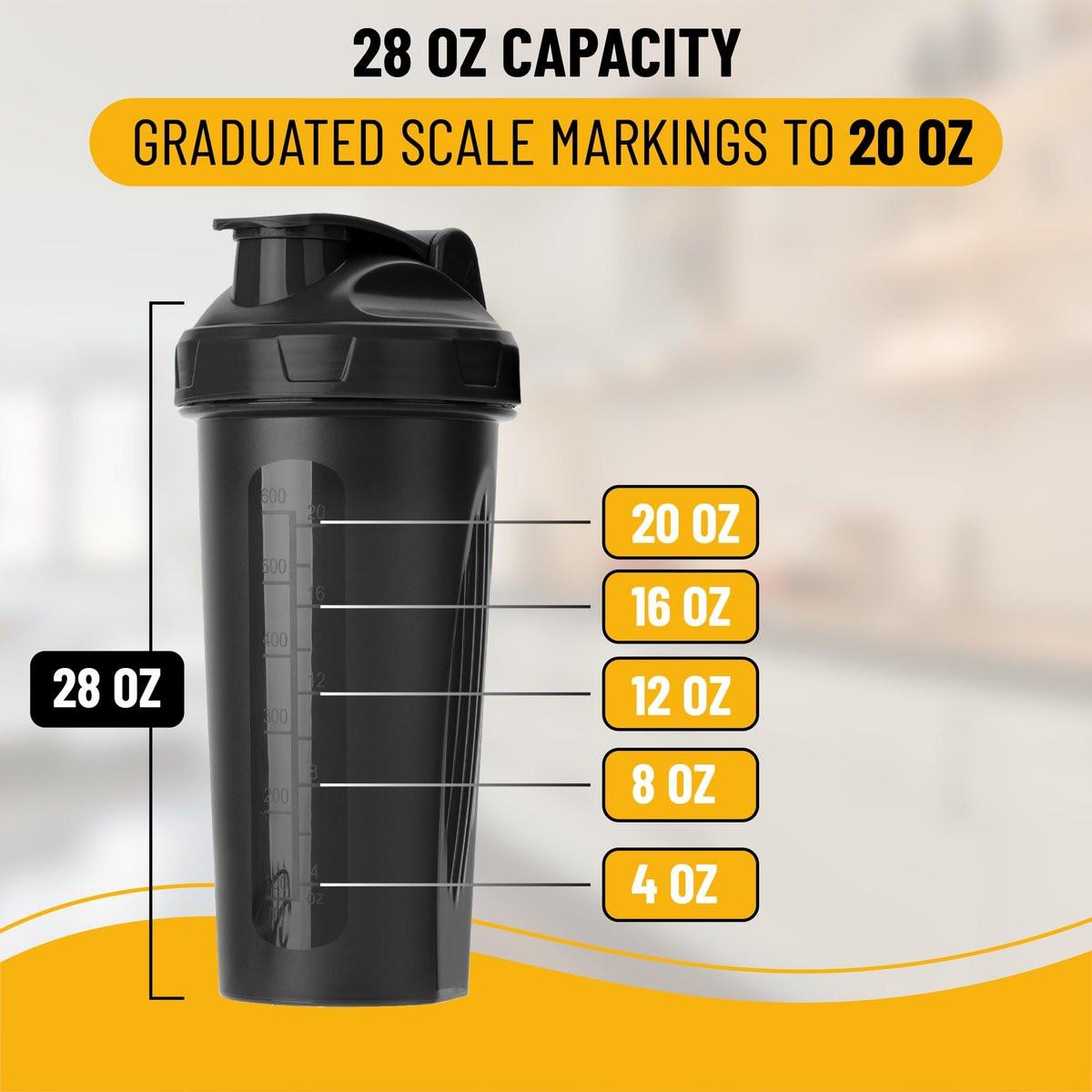 Mr. Pen Shakerflasche für Proteinmischungen, 28 oz, auslaufsicherer Shakerbecher mit Edelstahl-Drahtkugel für Proteinshakes und Pre-Workout, Schwarz, 1 Packung