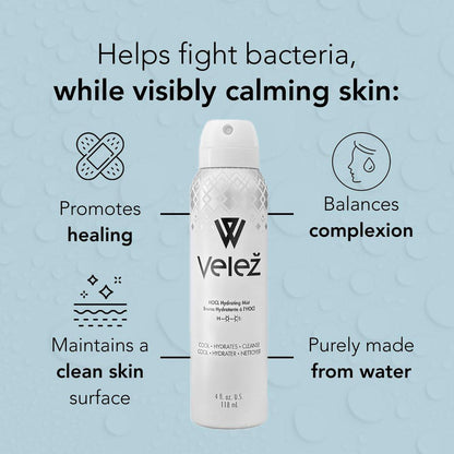 Velež HOCL Feuchtigkeitsspray für das Gesicht – Sanfter Gesichtsnebel mit Hypochloriger Säure + Reines Wasser, Erfrischt, Beruhigt & Reinigt die Haut, 118 ml