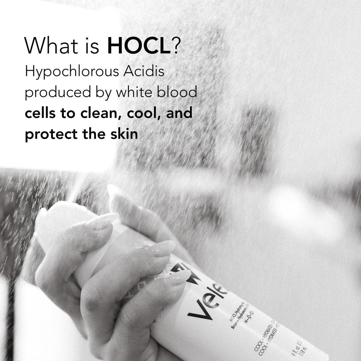 Velež HOCL Feuchtigkeitsspray für das Gesicht – Sanfter Gesichtsnebel mit Hypochloriger Säure + Reines Wasser, Erfrischt, Beruhigt & Reinigt die Haut, 118 ml