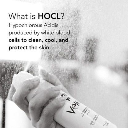 Velež HOCL Feuchtigkeitsspray für das Gesicht – Sanfter Gesichtsnebel mit Hypochloriger Säure + Reines Wasser, Erfrischt, Beruhigt & Reinigt die Haut, 118 ml