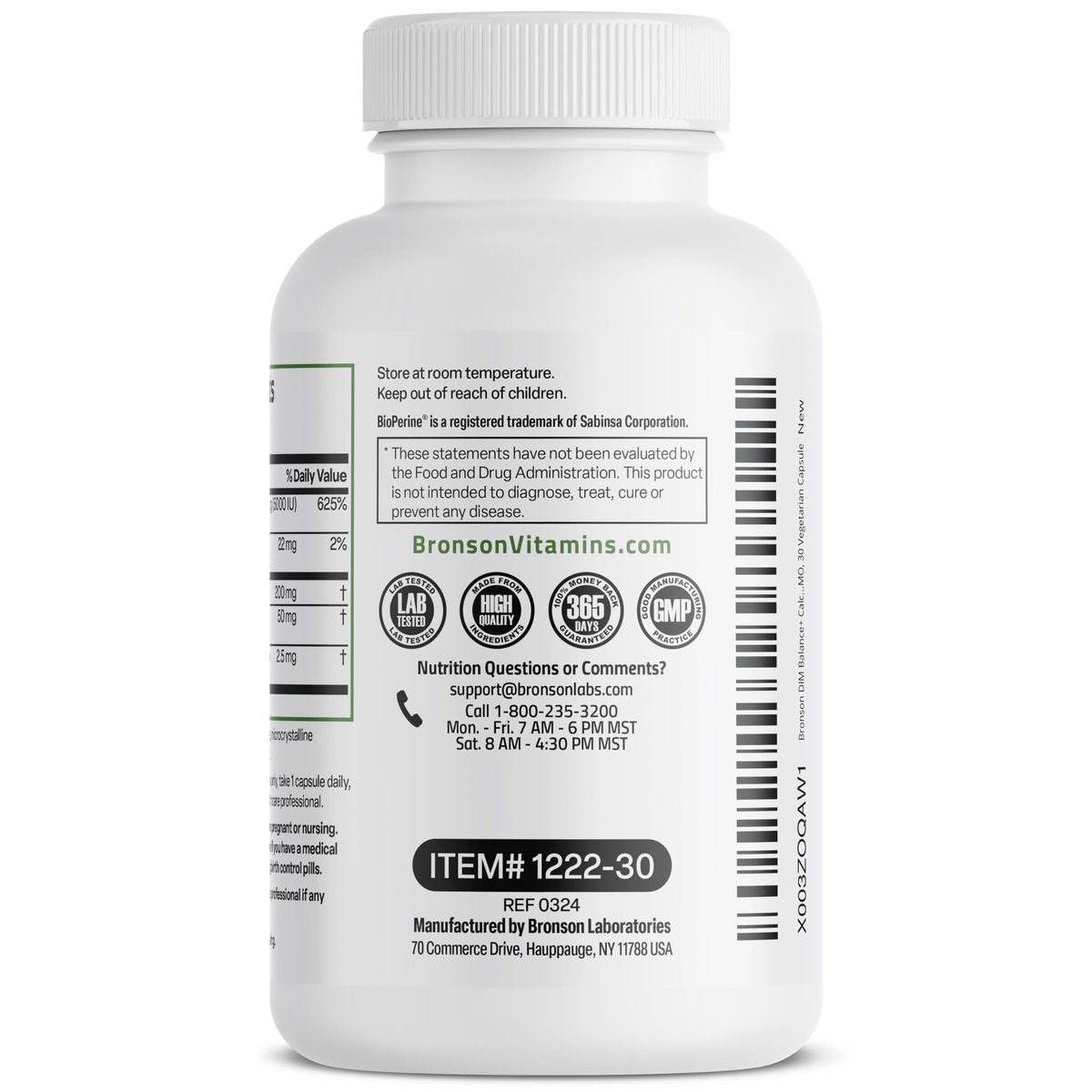 Bronson DIM Balance+ Calcium-D-Glucarat, Brokkolisprossen & Vitamin D3 – 200 mg DIM pro Kapsel, unterstützt den Östrogenstoffwechsel & ausgeglichene Hormonspiegel, Non-GMO, 30 vegane Kapseln