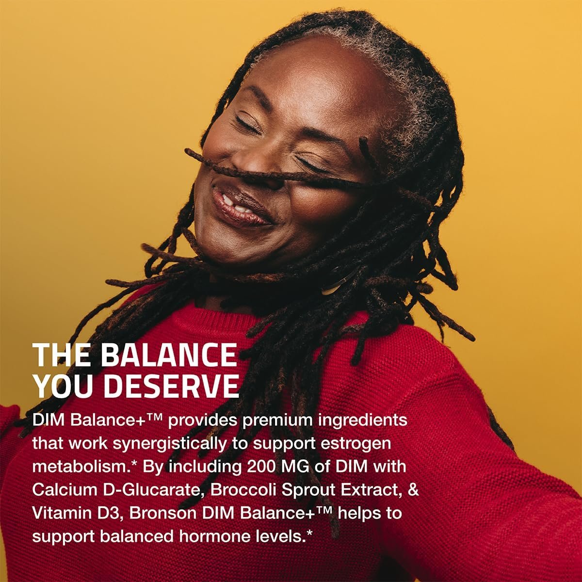 Bronson DIM Balance+ Calcium-D-Glucarat, Brokkolisprossen & Vitamin D3 – 200 mg DIM pro Kapsel, unterstützt den Östrogenstoffwechsel & ausgeglichene Hormonspiegel, Non-GMO, 30 vegane Kapseln