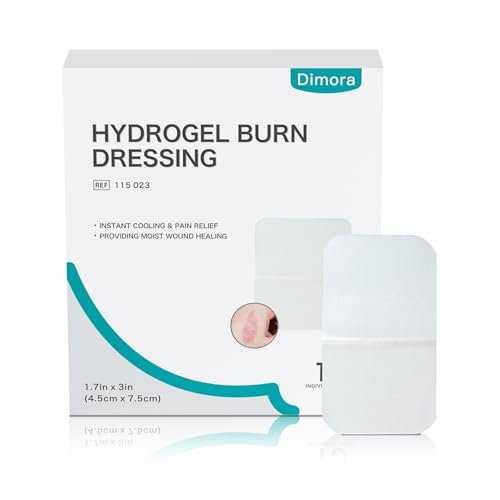 Dimora Hydrogel-Wundauflage 1,7" x 3" – Kühlende & beruhigende sterile Brandpflaster für kleine Verbrennungen, Blasen, Schürfwunden, rissige Brustwarzen – 10 Stück