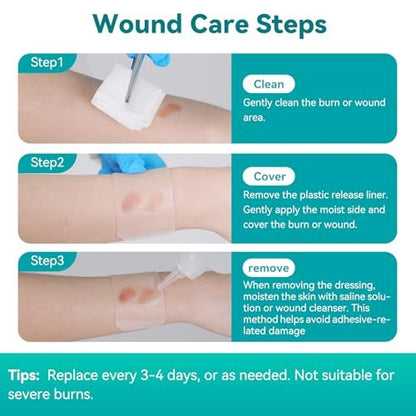 Dimora Hydrogel-Wundauflage 1,7" x 3" – Kühlende & beruhigende sterile Brandpflaster für kleine Verbrennungen, Blasen, Schürfwunden, rissige Brustwarzen – 10 Stück