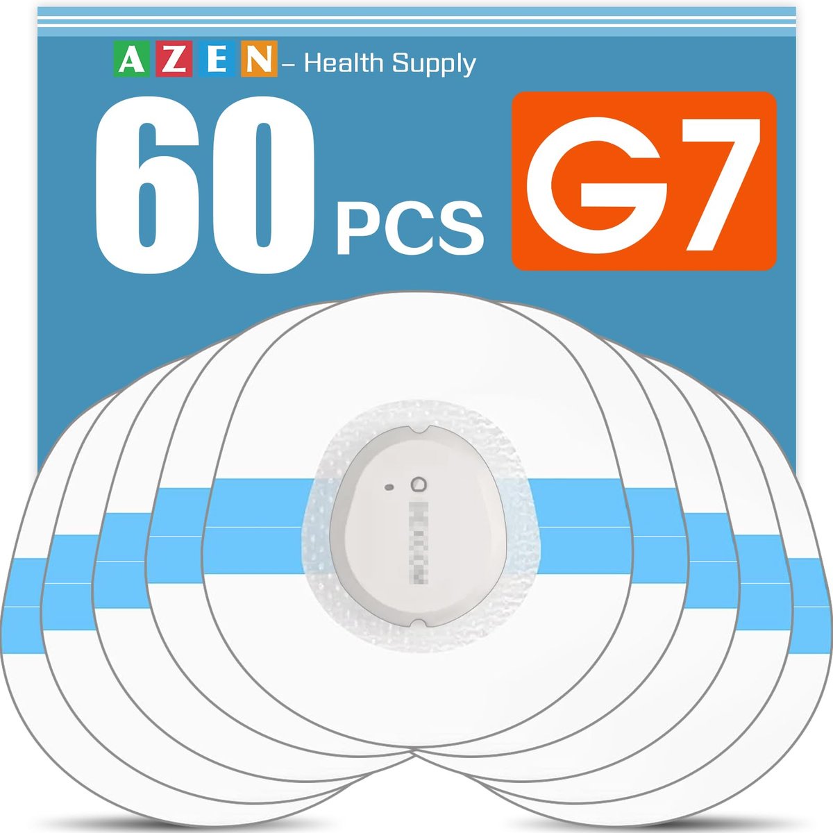AZEN 60er-Pack G7-Klebepflaster wasserdicht, Premium vorgeschnittene Schutz-Hypoallergene Klebepflaster für G7, Atmungsaktiv & Transparent G7 Overpatch