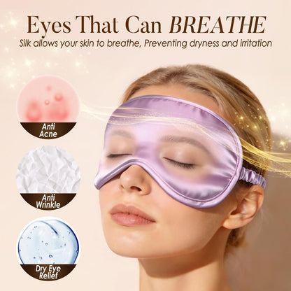 LULUSILK 100% Maulbeerseide Schlafmaske, Lavendel Seiden-Augenabdeckung zum Schlafen, 1 Stück
