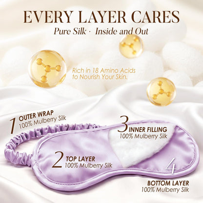 LULUSILK 100% Maulbeerseide Schlafmaske, Lavendel Seiden-Augenabdeckung zum Schlafen, 1 Stück