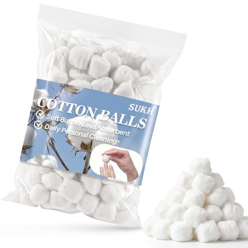 Sukh 250 Stück Wattebällchen - Saugfähige Wattebällchen für Gesicht, Nagellackentferner, Make-up Entferner, weiche Watte für Ohren und Hautpflege