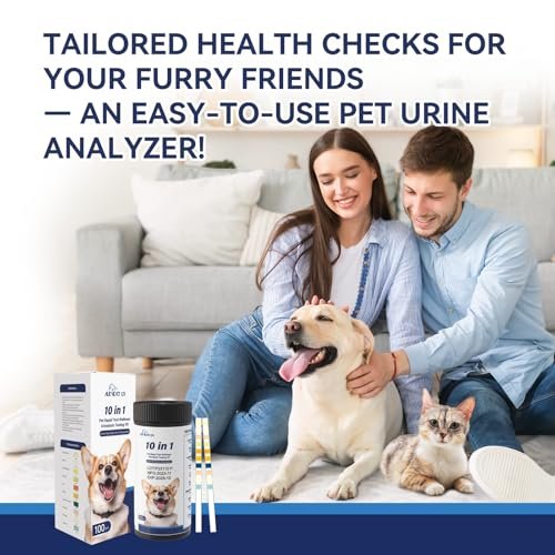 AlievePet Urinteststreifen für Katzen & Hunde – 10 Parameter, 100 Stück – Diabetes, Blutketone, Harnwegsinfektion, Glukose, Nitrit, Spezifisches Gewicht, pH, Protein, Leukozyten & mehr
