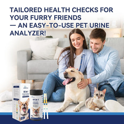 AlievePet Urinteststreifen für Katzen & Hunde – 10 Parameter, 100 Stück – Diabetes, Blutketone, Harnwegsinfektion, Glukose, Nitrit, Spezifisches Gewicht, pH, Protein, Leukozyten & mehr