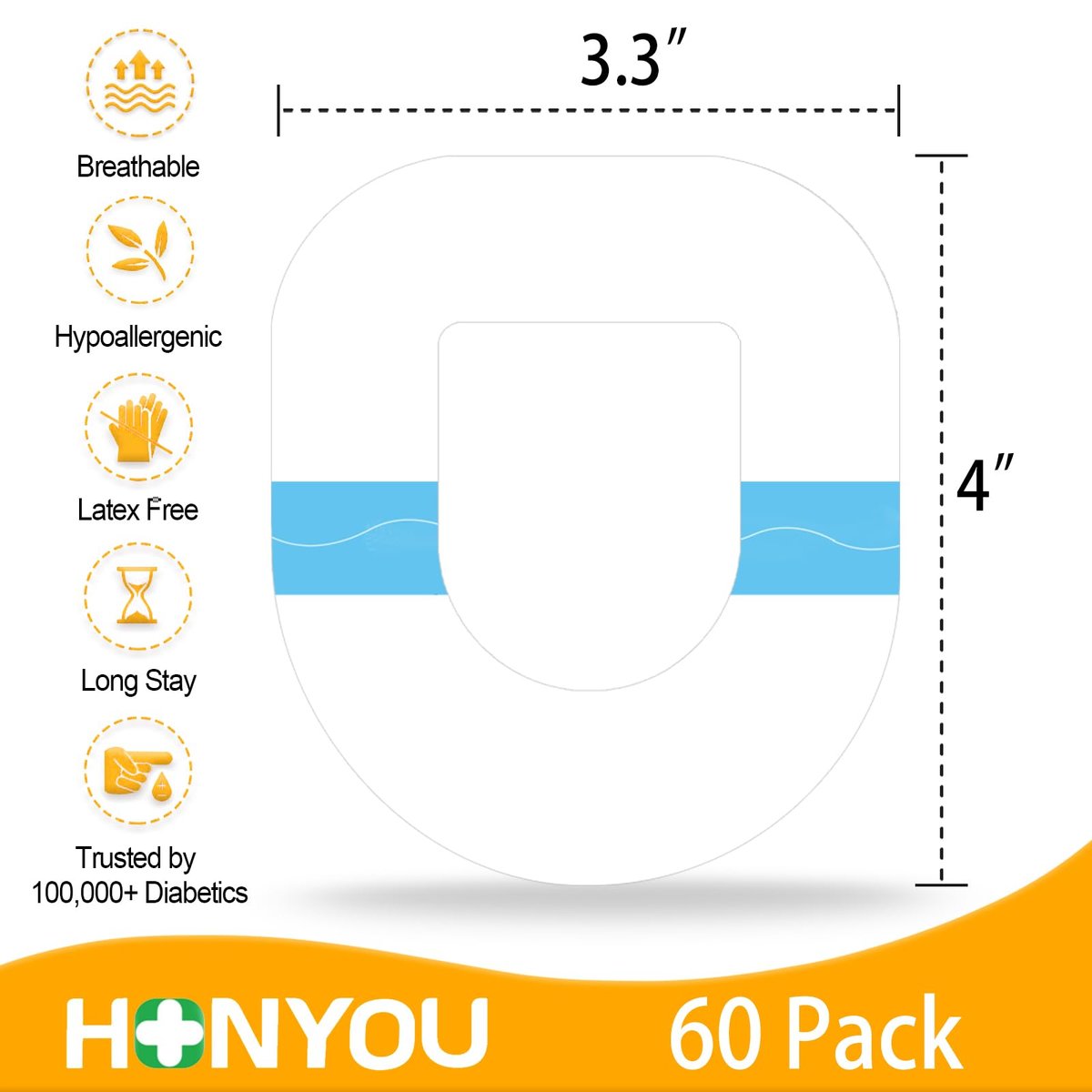 HONYOU 60er-Pack Omnipod 5 Überpflaster – wasserdicht & schweißfest, transparente hypoallergene Haftpflaster für Omnipod 5, latexfreie Pod Pals Aufkleber