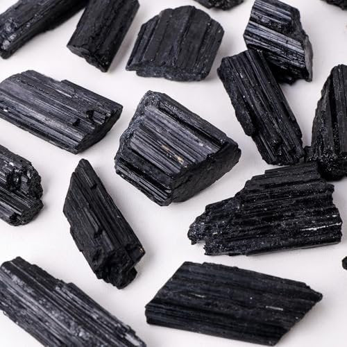 Apengshi 2 Stücke Natürlicher Roher Schwarzer Turmalinkristall – Schutzenergie für Meditation, Chakra-Ausgleich und Dekoration