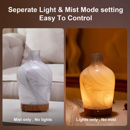 Klassische Vase aus Glas – Aromatherapie-Diffuser 160ml Ultraschall Kaltnebel Duftdiffuser mit LED 7 Farben Nachtlicht für Schlafzimmer