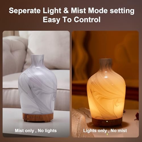 Klassische Vase aus Glas – Aromatherapie-Diffuser 160ml Ultraschall Kaltnebel Duftdiffuser mit LED 7 Farben Nachtlicht für Schlafzimmer
