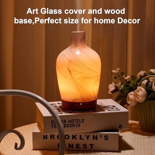 Klassische Vase aus Glas – Aromatherapie-Diffuser 160ml Ultraschall Kaltnebel Duftdiffuser mit LED 7 Farben Nachtlicht für Schlafzimmer