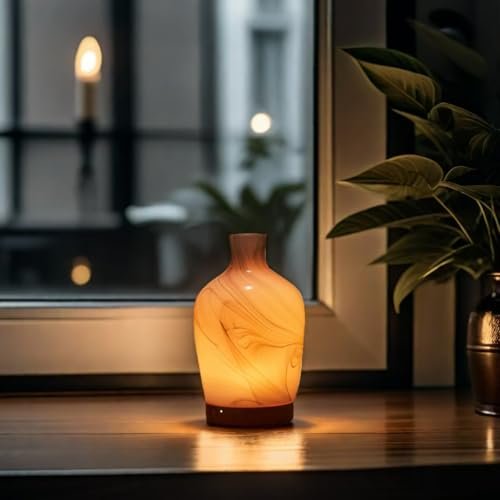 Klassische Vase aus Glas – Aromatherapie-Diffuser 160ml Ultraschall Kaltnebel Duftdiffuser mit LED 7 Farben Nachtlicht für Schlafzimmer