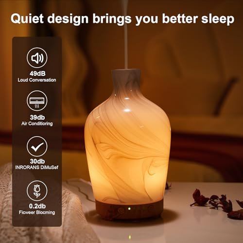 Klassische Vase aus Glas – Aromatherapie-Diffuser 160ml Ultraschall Kaltnebel Duftdiffuser mit LED 7 Farben Nachtlicht für Schlafzimmer