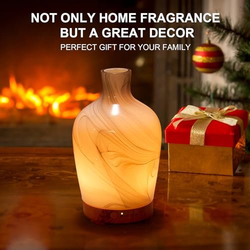 Klassische Vase aus Glas – Aromatherapie-Diffuser 160ml Ultraschall Kaltnebel Duftdiffuser mit LED 7 Farben Nachtlicht für Schlafzimmer