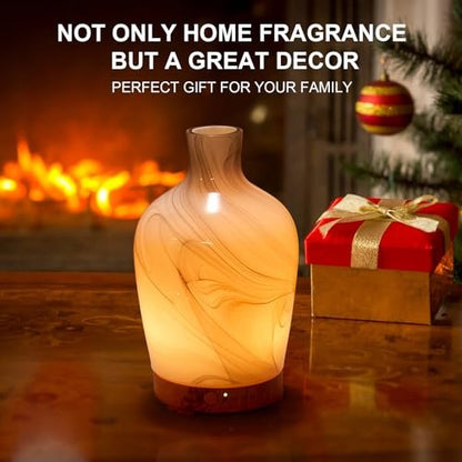 Klassische Vase aus Glas – Aromatherapie-Diffuser 160ml Ultraschall Kaltnebel Duftdiffuser mit LED 7 Farben Nachtlicht für Schlafzimmer