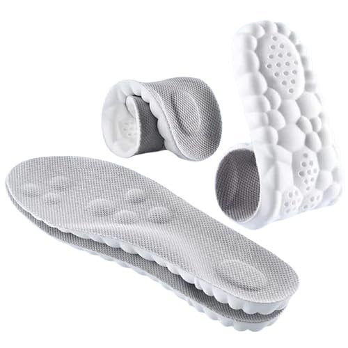4D Cloud Technology Super Weiche Komfort Einlegesohlen - U-förmiger Memory-Schaum, Wolkengefühl, Sport Memory-Schaum (Grau, Herren 9-10.5/Damen 10.5-12)