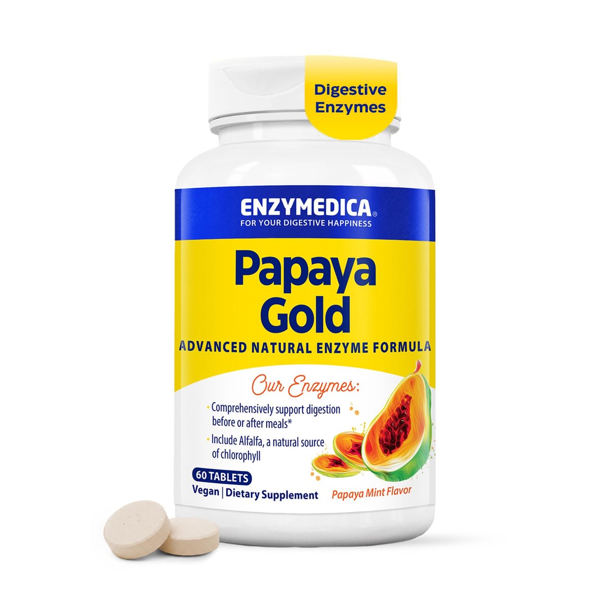 Enzymedica Papaya Gold Verdauungsenzyme, 60 Kautabletten