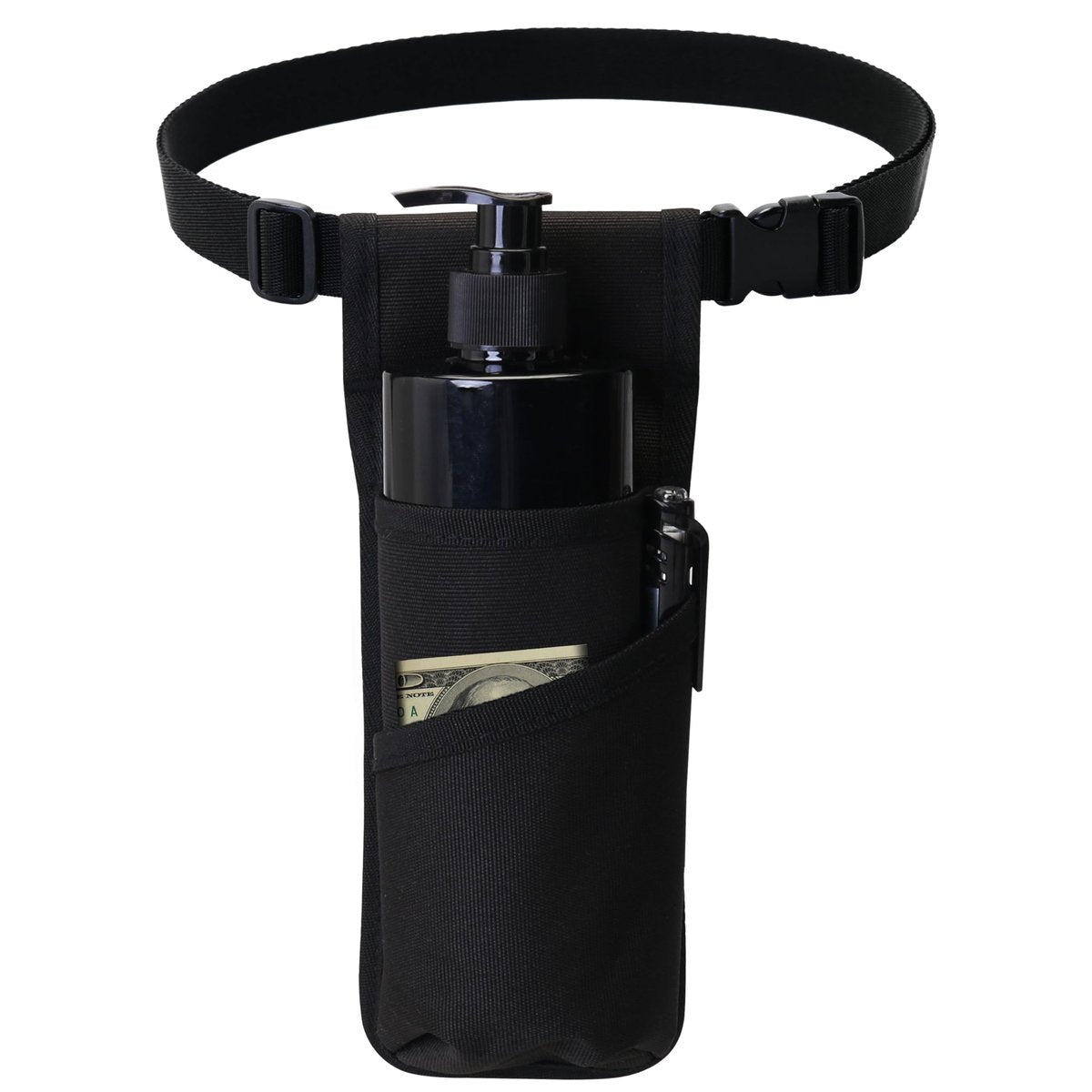 Tuhaoge Massageöl-Flaschenhalter - Gürteltasche für Massageöl Flasche, Massagetherapeut Zubehör (Schwarz, 1 Flasche)