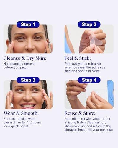Wrinkles Schminkles Gesichtsglättungsset – Mund- & Lippen-Pads (2er-Pack), Augen-Faltenpflaster (3 Paare), Stirn-Faltenpflaster (2er-Pack) – Wiederverwendbare, hautfreundliche Silikon-Glättungspads