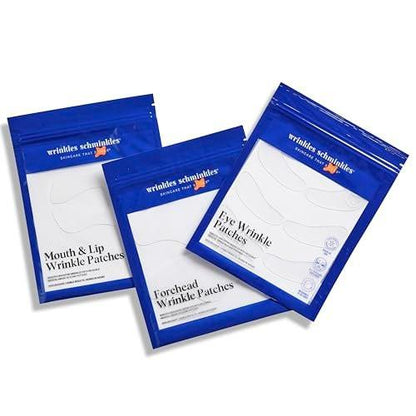 Wrinkles Schminkles Gesichtsglättungsset – Mund- & Lippen-Pads (2er-Pack), Augen-Faltenpflaster (3 Paare), Stirn-Faltenpflaster (2er-Pack) – Wiederverwendbare, hautfreundliche Silikon-Glättungspads