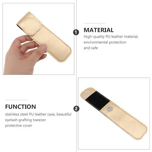 Beaupretty Pu-Leder-Etui für Pinzetten – Stoßfeste Aufbewahrung für Wimperntransplantation – Leicht & Tragbar (Gold, 14,5 x 4,3 cm)