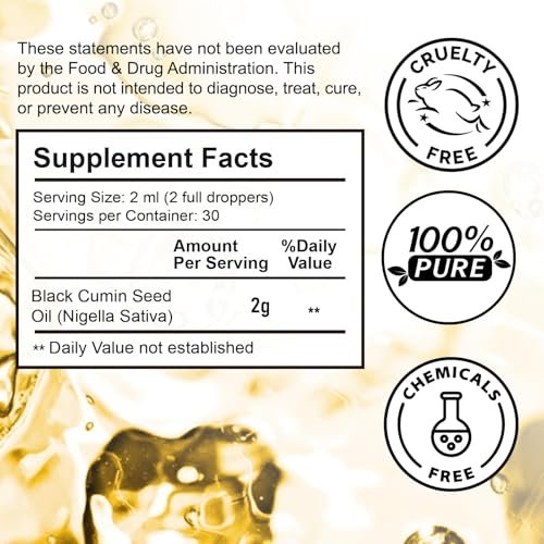 Uocasi Schwarzkümmelöl, kaltgepresst, 100% rein & natürlich, für Haarwachstum & Hautpflege, 60 ml