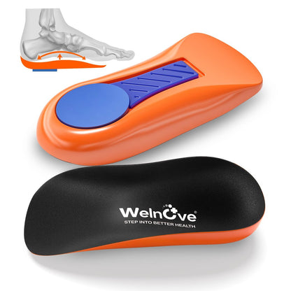 Welnove Premium Fersensporn-Einlagen mit Fußgewölbeunterstützung – Orthopädische Fersenkissen gegen Fersenschmerzen, Achillessehnenentzündung – Schuh-Einlegesohlen für Damen 6-9, Herren 5-8 (1 Paar)