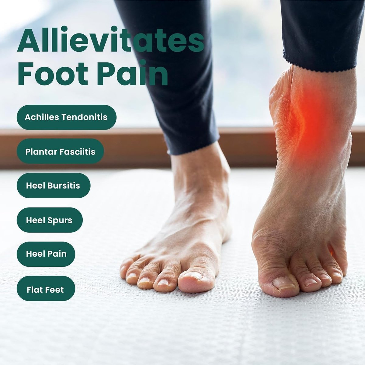 Welnove Premium Fersensporn-Einlagen mit Fußgewölbeunterstützung – Orthopädische Fersenkissen gegen Fersenschmerzen, Achillessehnenentzündung – Schuh-Einlegesohlen für Damen 6-9, Herren 5-8 (1 Paar)