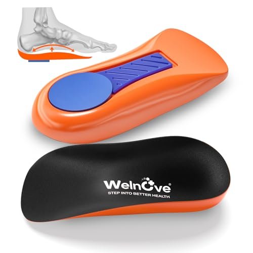 Welnove Premium Fersensporn-Einlagen mit Fußgewölbeunterstützung – Orthopädische Fersenkissen gegen Fersenschmerzen, Achillessehnenentzündung – Schuh-Einlegesohlen für Damen 6-9, Herren 5-8 (1 Paar)