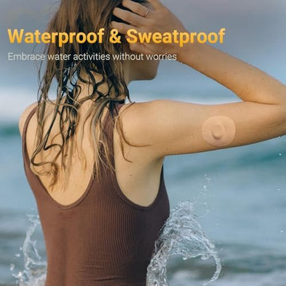 Amolyfe Dexcom G7 Overpatches, 20 Stück + 1 wiederverwendbare Schutzhülle, wasserdicht, atmungsaktiv, hautfreundlich, tan